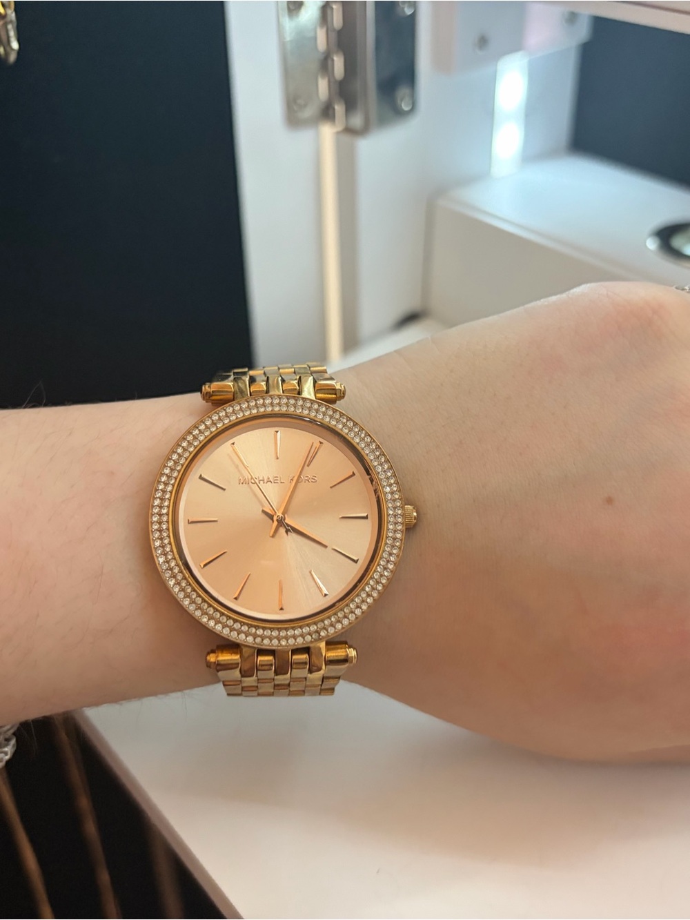 Michael Kors Gold Tone Crystal-Trim Women's Bracelet Watch